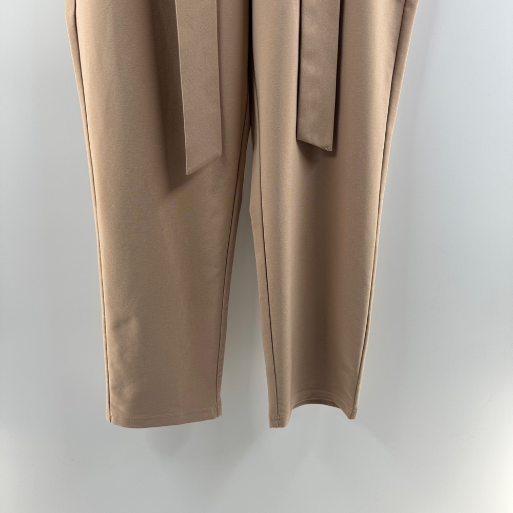 Grace Karin Women’s Beige Paperbag Waist Work Pants Tie Waist Size Large - Picture 4 of 8
